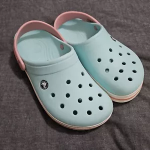 Crocs Crocband Clog Classic Ice Blue & Baby Pink Womens 8 Mens 6 - Picture 1 of 7