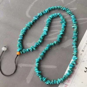 Handgefertigte natürliche türkisfarbene Edelsteinkette 26 Zoll zum Selbermachen Perlenbless Lucky - Bild 1 von 4