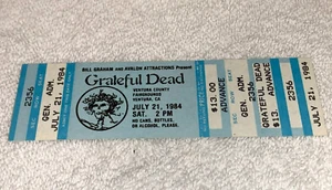 DIE DANKBAREN TOTEN 1984 UNBENUTZTES TICKET VENTURA VERSANDHANDEL JERRY GARCIA BOB WEIR BL - Bild 1 von 5
