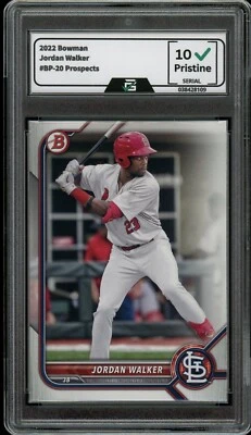 2022 Bowman #BP-20 Jordan Walker GRADED 10 GEM Mint Rookie RC Prospects - Image 1 of 2