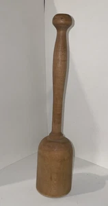 Antique Wooden Mallet Vintage Primitive Folk Kitchen Cooking Wood Turned 10 3/4” - Picture 1 of 8