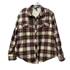 Eddie Bauer rot blau kariert Flanell Jacke Shacket Sherpa gefüttert Herren Größe XL - Bild 1 von 9