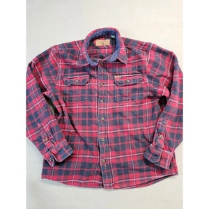 ORVIS Red Navy Plaid Flannel Long Sleeve Button Up Shirt Men Size Large - Picture 1 of 7