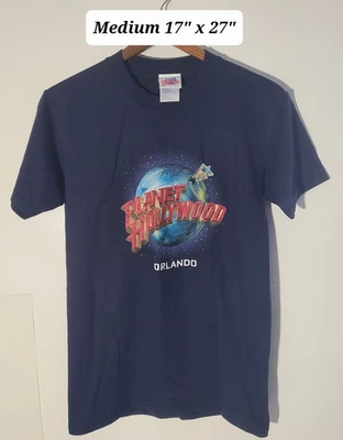 Camiseta Mediana Vintage Años 90 Planet Hollywood Orlando Azul Hecha en EE. UU. USADA EN EXCELENTE ESTADO Foto 1 de 4