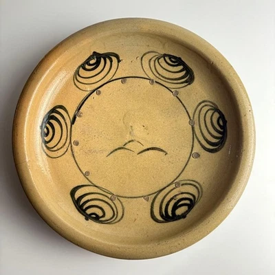 Plato de cerámica grande 13,3 pulgadas siglo XIX antiguo japonés Edo Seto Ware decoración Foto 1 de 4