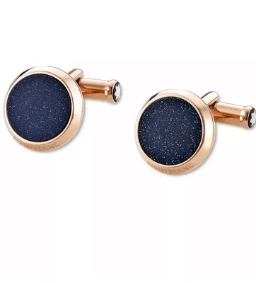 NUEVO Gemelos Montblanc Meisterstück oro rosa acero inoxidable e incrustaciones de ónix Foto 1 de 4