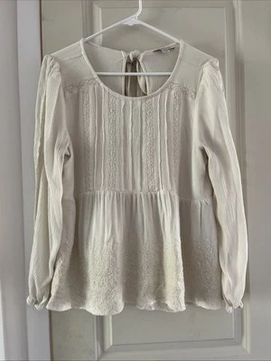 Blusa Babydoll Campesina Blanca American Eagle Ballet Encaje Floral Bordada Talla M Foto 1 de 4