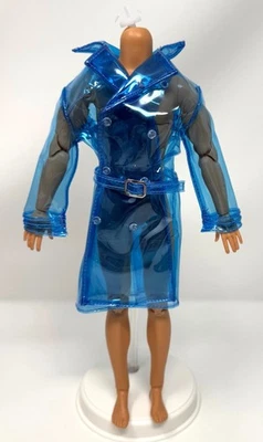 Barbie Ken Kouture #2 Model Muse Doll Outfit Clear Blue Vinyl Trench Rain Coat - Изображение 1 из 4