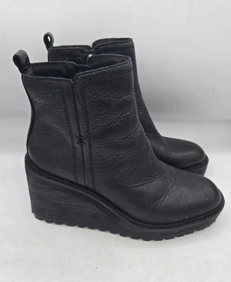 Botas de cuero negras Zodiac para mujer Julie punta redonda cuña cremallera talla 9,5 M Foto 1 de 4