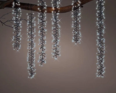 480 LED Cascade cluster Christmas Tree Lights Cool White 6x drops twinkle effect - Image 1 of 3