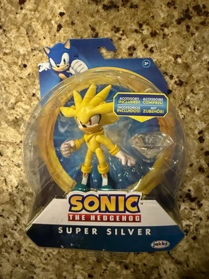 Figura de acción Sonic the Hedgehog Super Silver 4" pulgadas con Emerald Jakks Pacific Foto 1 de 3