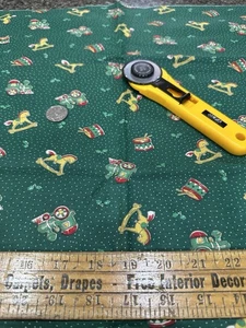 TELA DE ALGODÓN VINTAGE SPRINGS INDUSTRIES JUGUETES NAVIDEÑOS - Imagen 1 de 4