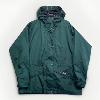 VTG Sierra Designs Wom M Nylon Retro Green Hooded Windbreaker Shell Jacket Read* - Image 1 of 4