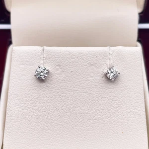 In 14k White Gold 0.30CT Round Natural Diamond Baby Stud Earrings For Birthday - Picture 1 of 13