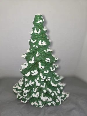 Vintage Hand Made Ceramic Christmas Tree  Snow Flocked Tips - No Lights - Image 1 of 4