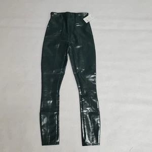 NWT Spanx Faux Leather Green Leggings Size XS Petite - Picture 1 of 5