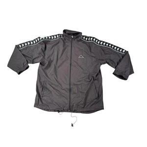 Vintage Kappa Jacket Mens 2XL Black Track Windbreaker Full Zip Logo Tape Retro - Picture 1 of 16