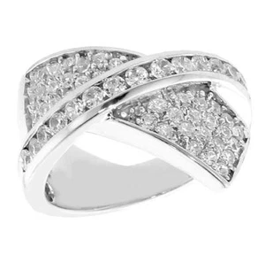 Anello 1,20 CT TW Diamante Crossover Canale Pave Set in Oro Bianco 14k - Foto 1 di 4