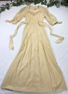 VTG 70's Cream Lightweight Long Sleeve Maxi Dress Size S Malibu Media - Picture 1 of 10