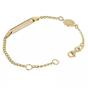 Italian 14k Two-Tone Gold Engravable St. Benedict Charm Baby ID Bracelet 5.5" 2g - Picture 1 of 5