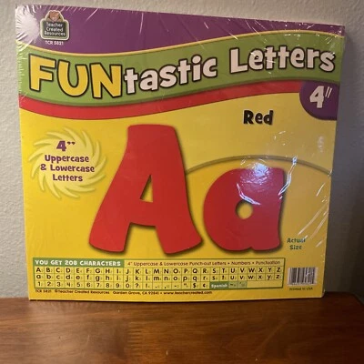 NUEVO Paquete combinado de letras Funtastic rojas de 4" Teacher Created Resources Foto 1 de 3
