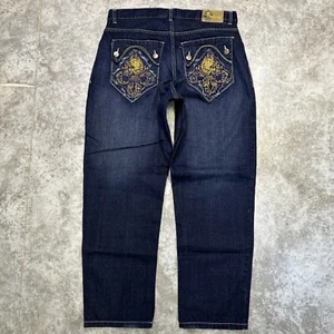 Evolution In Design Baggy Jeans mens 38 x 34 y2k baggy skate hip hop embroidered - Picture 1 of 12