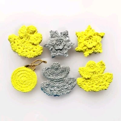 Ángeles brillantes copos de nieve ganchillo adornos de Navidad bolas brillantes Foto 1 de 4