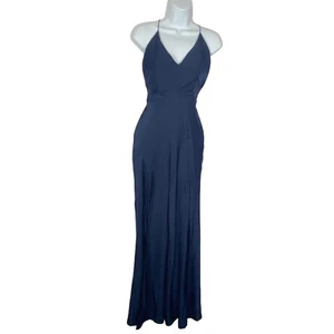 The Jetset Diaries Women Jumpsuit Sz 8 Blue V Neck Strappy Back Split Leg 5-6 - Picture 1 of 20
