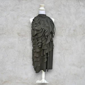White House Black Market Black Sleeveless Ruffle Tiered Cocktail Dress SZ XL - Picture 1 of 7