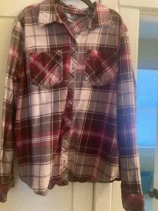 Natural Reflections Ls Flannel Shirt Size Large Tan Brown Maroon Plaid - Bild 1 von 4