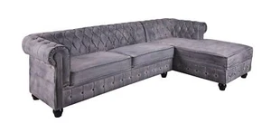 Eckcouch Kunstleder Vintage Sofalandschaft Sofa Wohnlandschaft Chesterfield Eck - Bild 1 von 7