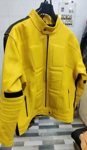 Lambskin Yellow Leather Jacket Kill bill Jacket Halloween Biker Jacket MMJ65a - Picture 1 of 22