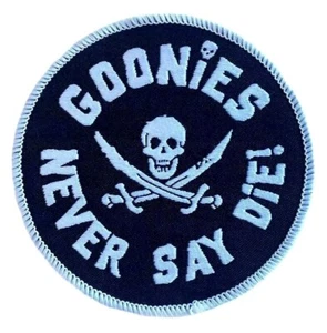 Goonies Never Say Die Patch Iron/Sew-on Badge Movie Emblem Pirate Skull Logo - Picture 1 of 3