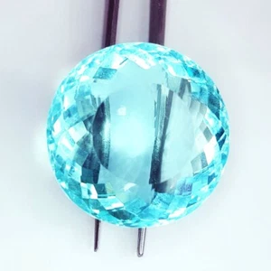 55+ Ct Blue Aquamarine Loose Gemstone Certified Transparent Round Shape Gem Z546 - Picture 1 of 12