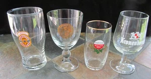 Lot of 4 European Beer Glasses Kronenbourg Gouden Carolus Amstel New Castle - Picture 1 of 7