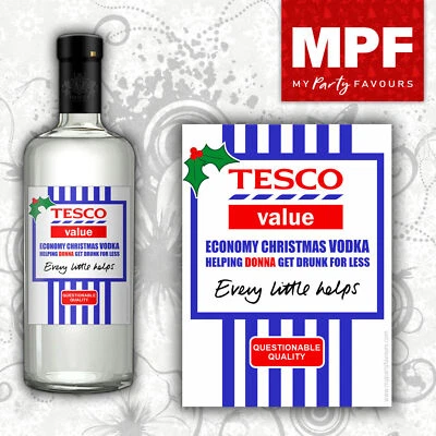 Personalised CHRISTMAS Vodka Gin Whisky Value Bottle Label - Funny Novelty Gift - Image 1 of 4