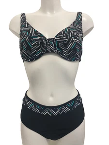 Conjunto de bikini negro Reino Unido 22 para tazas C 22C con aros sin relleno damas mujeres natación - Imagen 1 de 11
