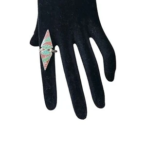 Southwestern Ring Sterling 925 Türkis Koralle Inlay Gr. 6,5 Vintage - Bild 1 von 7