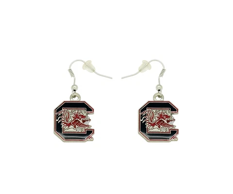 South Carolina Gamecocks Football Logo NCAA Silver Charm Dangle Earrings Cover