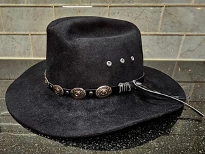 Vintage Beaver Brand Hat Black western cowboy hat size 7 1/8- 5X beaver USA - Picture 1 of 18