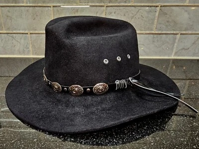 Vintage Beaver Brand Hat Black western cowboy hat size 7  1/8- 5X beaver USA - Image 1 of 4