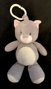 Kellytoy KITTY CAT Rattle Plush Baby Lovey Gray Pink Cream Ribbed Baby J3 - Picture 1 of 2