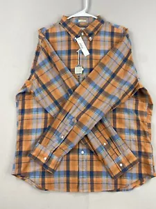 VTG J. Crew Shirt Mens XL Extra Large Orange Blue Slim Button Up Long Sleeve - Picture 1 of 22