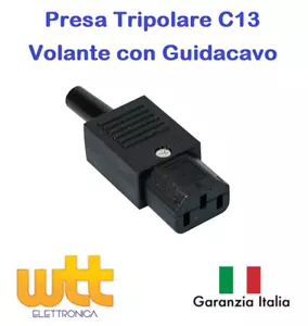 CONNETTORE VDE FEMMINA 10A presa volante tripolare IEC C13 cavi alimentazione - Foto 1 di 2