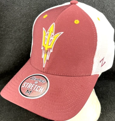 NEW Arizona State Sun Devils Zephyr Red Stretch Embroidered Mesh Cap Hat M - Image 1 of 4