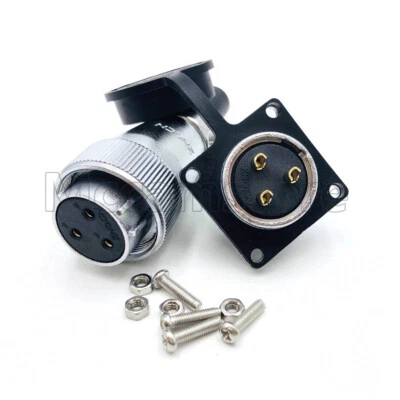 WS24 25A 3 Pin Panel Mount Waterproof Connector,Electrical Cable Wire Connector - Image 1 of 4
