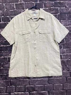 Josephine Chaus Top Deportivo de Lino para Mujer Grande Beige Playa Minimalista Resort Vaca Foto 1 de 4