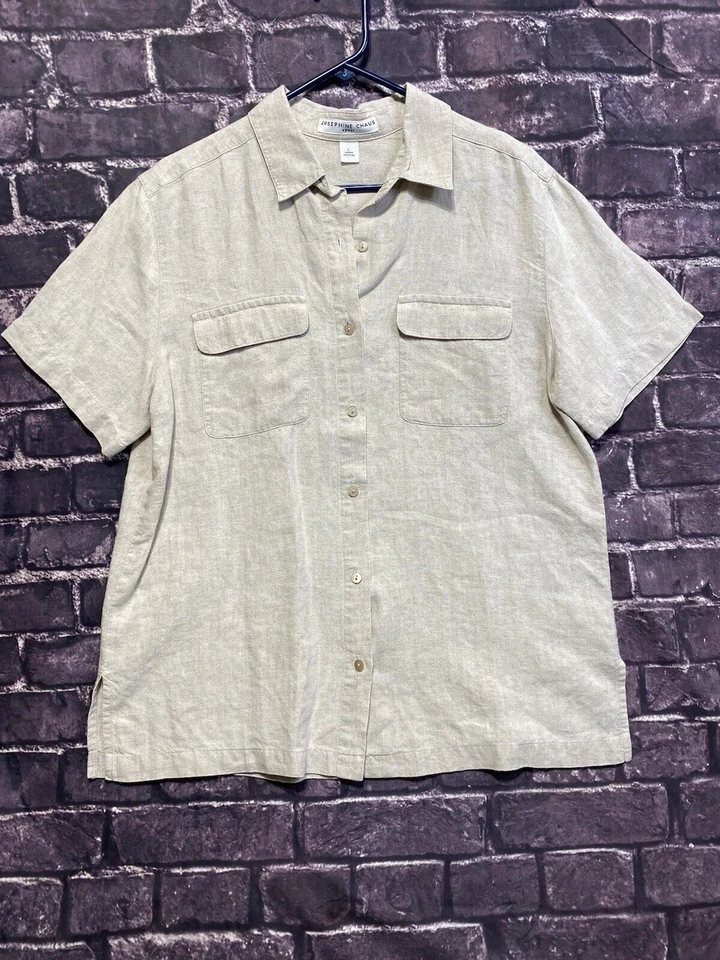 Blusa Josephine Chaus Sport de Linho Feminina Grande Bege Praia Minimalista Resort Vaca - Imagem 1 de 4