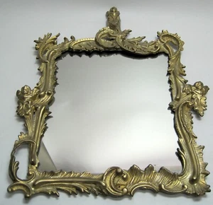Vintage Jugendstil Messing Spiegel National Messing & Eisenwerke gemarkt NB & IW - Bild 1 von 6