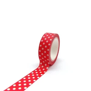 RED with WHITE DOTS Washi Tape 15mm x 10M Journal Bujo Craft Diary Mask Minnie - Picture 1 of 1